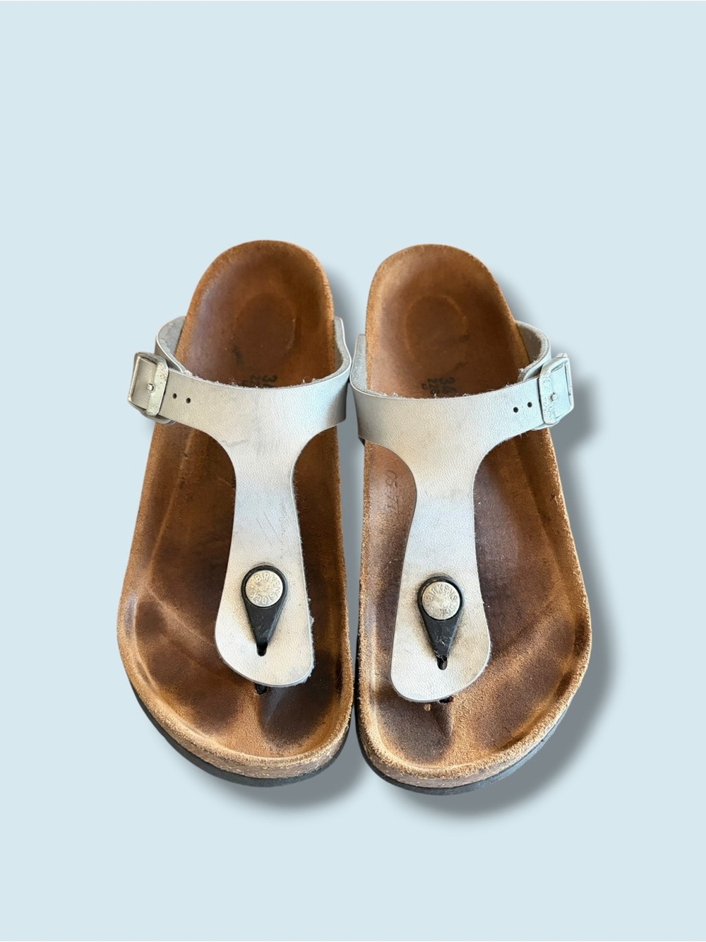 Silver Birkenstock Gizeh Kids Size 34